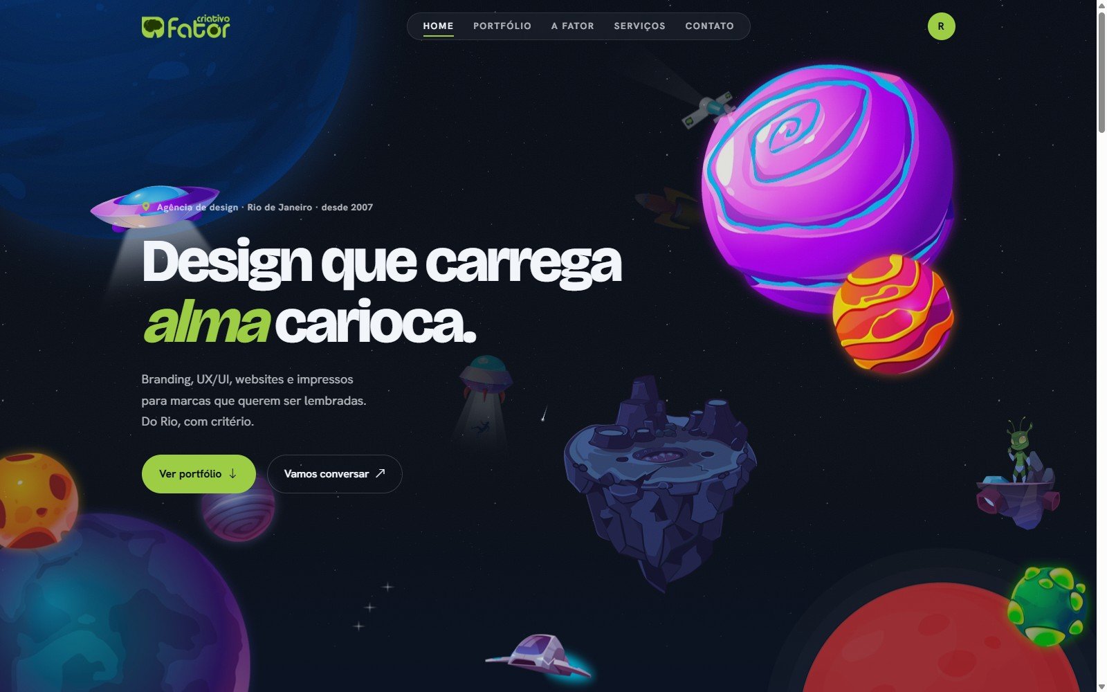 Site Fator Criativo — Agência de design no Rio de Janeiro